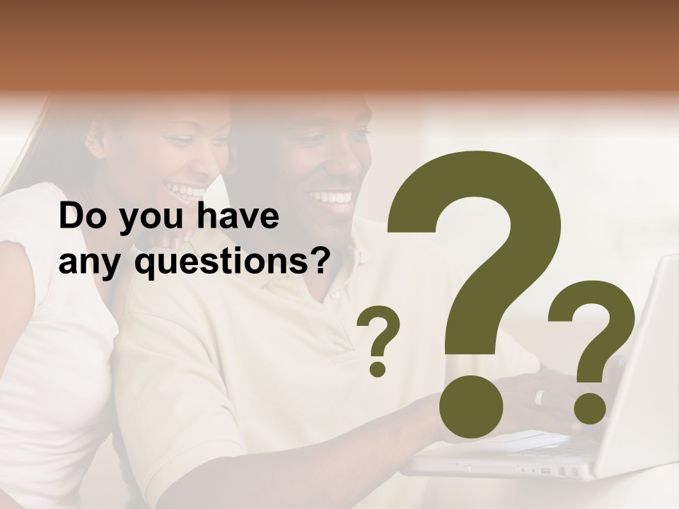 Couple In Living Room Using Laptop And Smiling PowerPoint Template