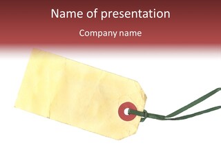 Old Grungy Tag With Green Ribbon, Blank For Your Own Text. PowerPoint Template