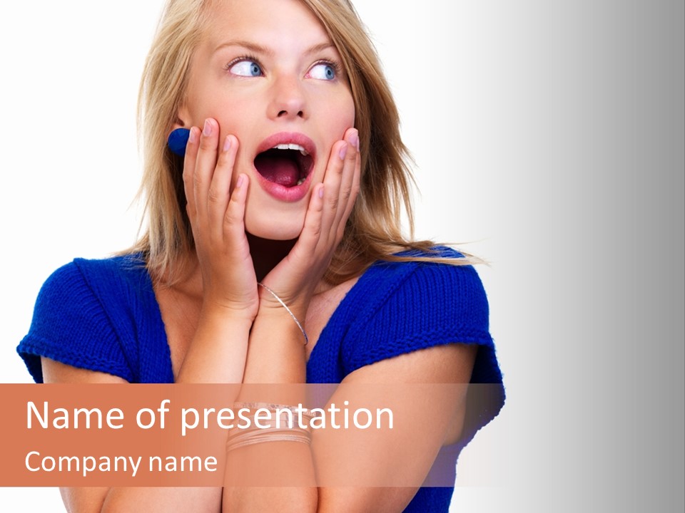 A Woman With Her Hands On Her Face PowerPoint Template