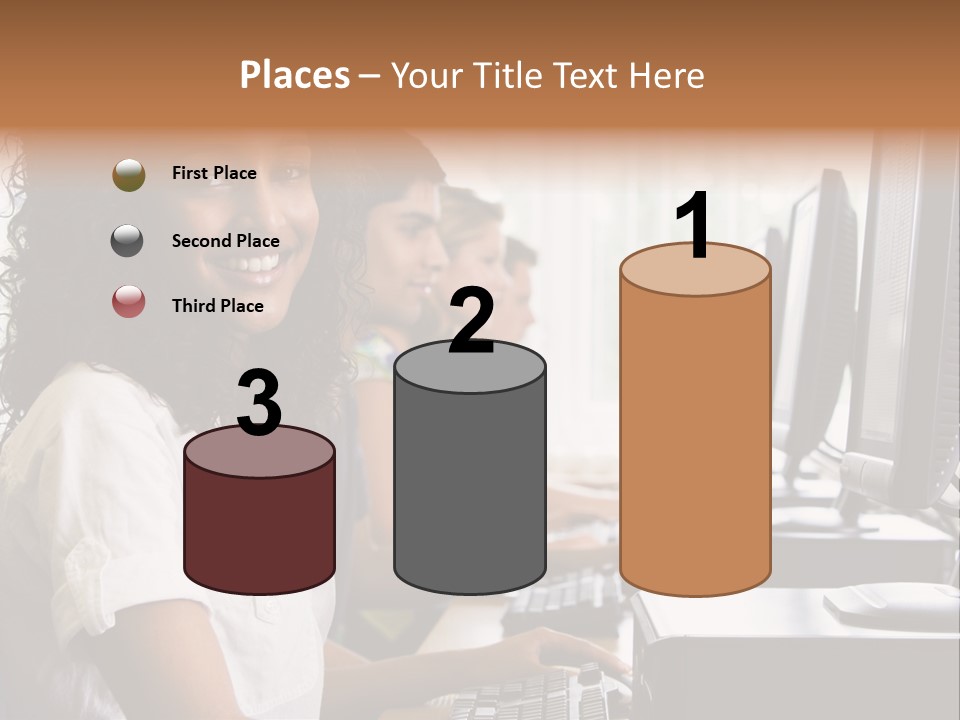 A Group Of People Sitting In Front Of Computers PowerPoint Template