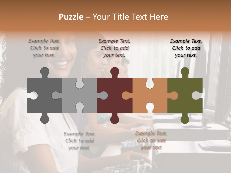 A Group Of People Sitting In Front Of Computers PowerPoint Template