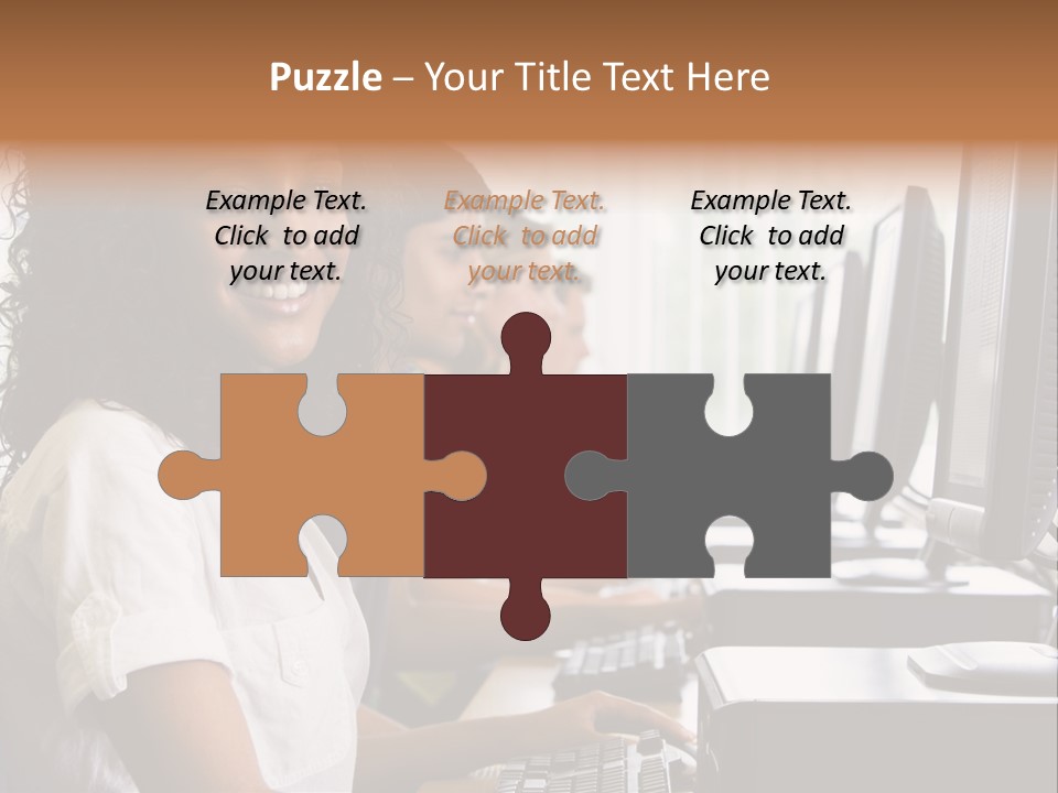 A Group Of People Sitting In Front Of Computers PowerPoint Template