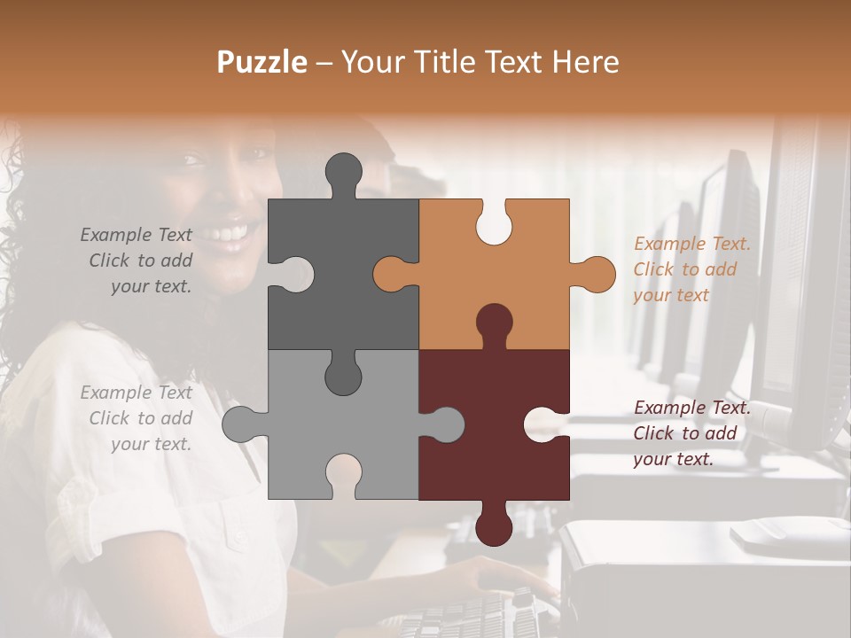 A Group Of People Sitting In Front Of Computers PowerPoint Template