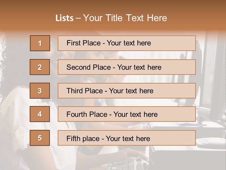 A Group Of People Sitting In Front Of Computers PowerPoint Template