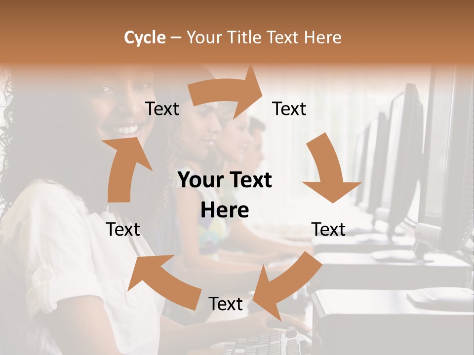 A Group Of People Sitting In Front Of Computers PowerPoint Template