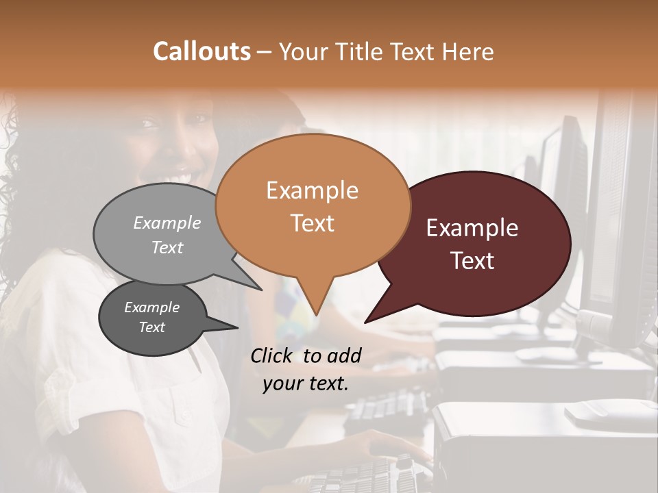 A Group Of People Sitting In Front Of Computers PowerPoint Template