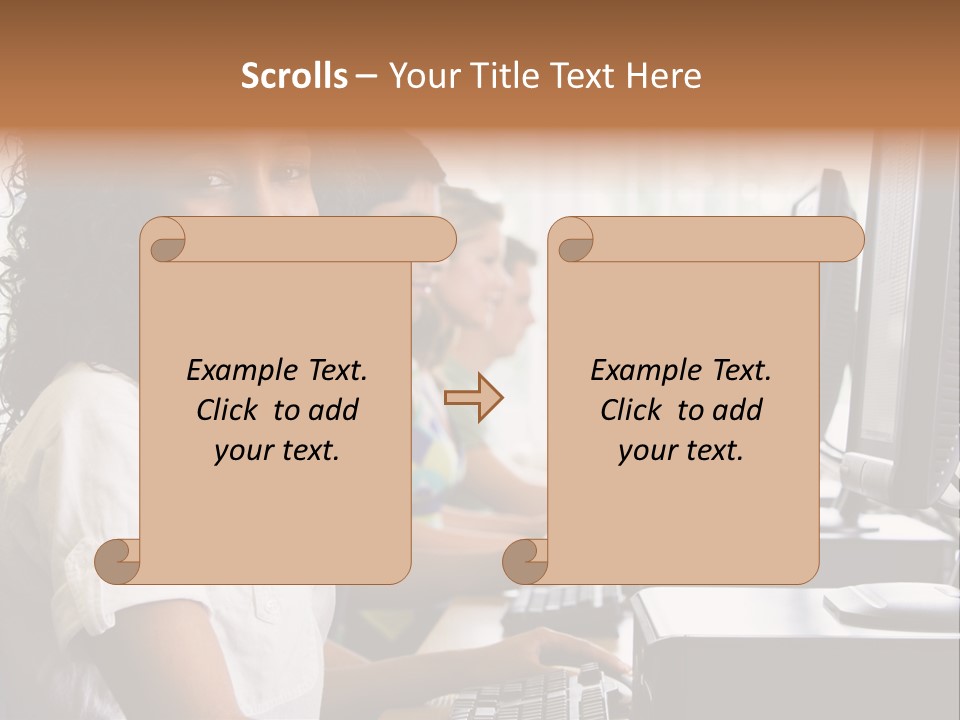 A Group Of People Sitting In Front Of Computers PowerPoint Template