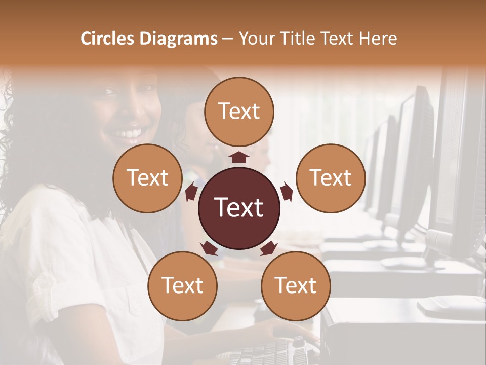 A Group Of People Sitting In Front Of Computers PowerPoint Template