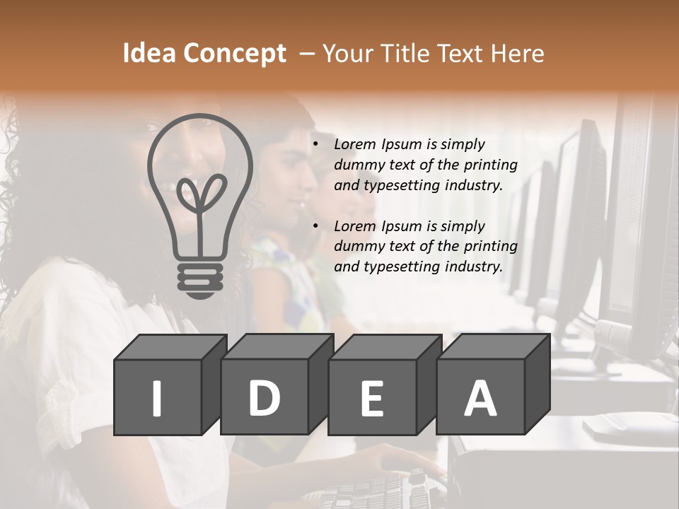 A Group Of People Sitting In Front Of Computers PowerPoint Template