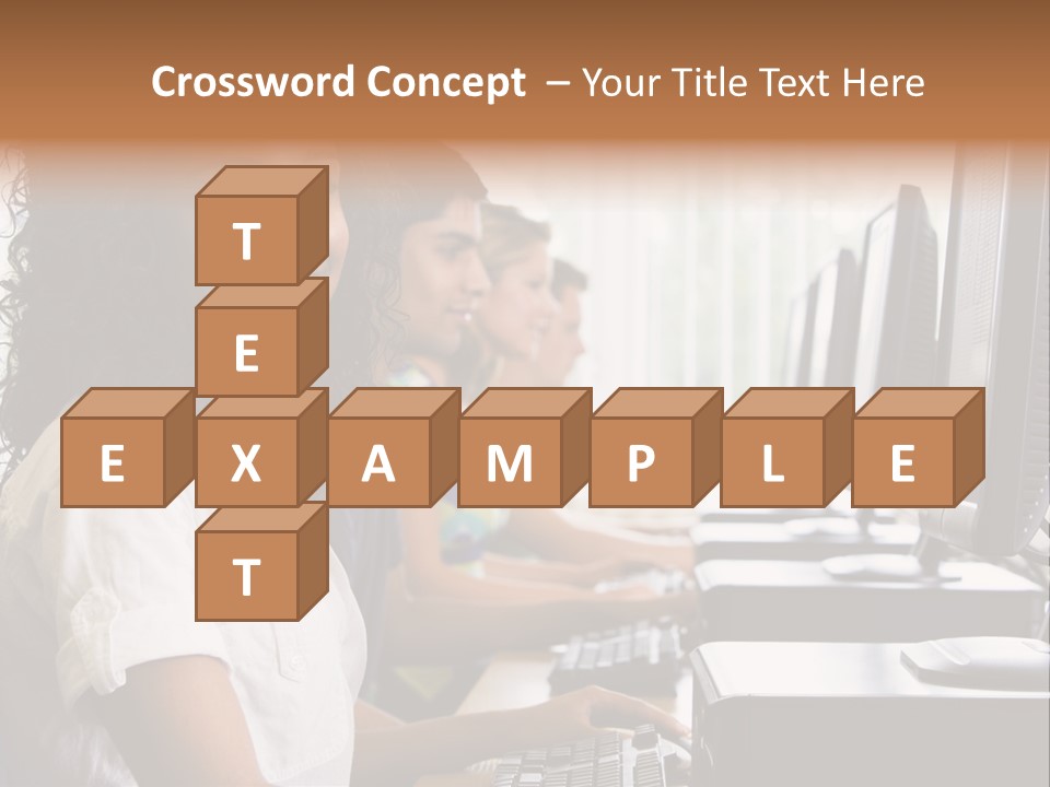 A Group Of People Sitting In Front Of Computers PowerPoint Template