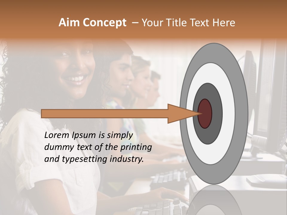 A Group Of People Sitting In Front Of Computers PowerPoint Template