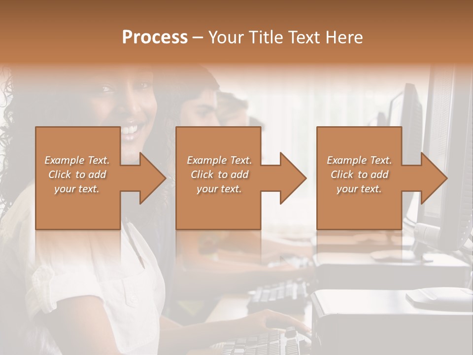 A Group Of People Sitting In Front Of Computers PowerPoint Template