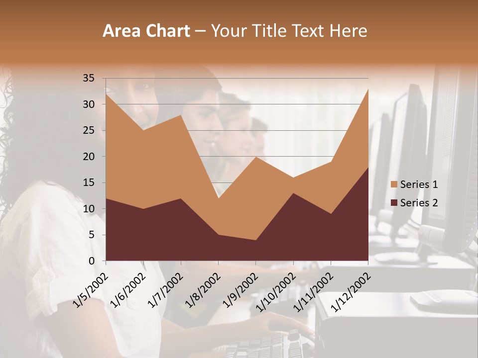 A Group Of People Sitting In Front Of Computers PowerPoint Template