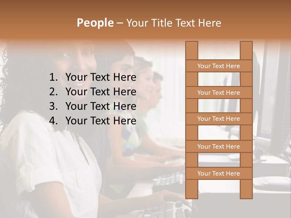 A Group Of People Sitting In Front Of Computers PowerPoint Template