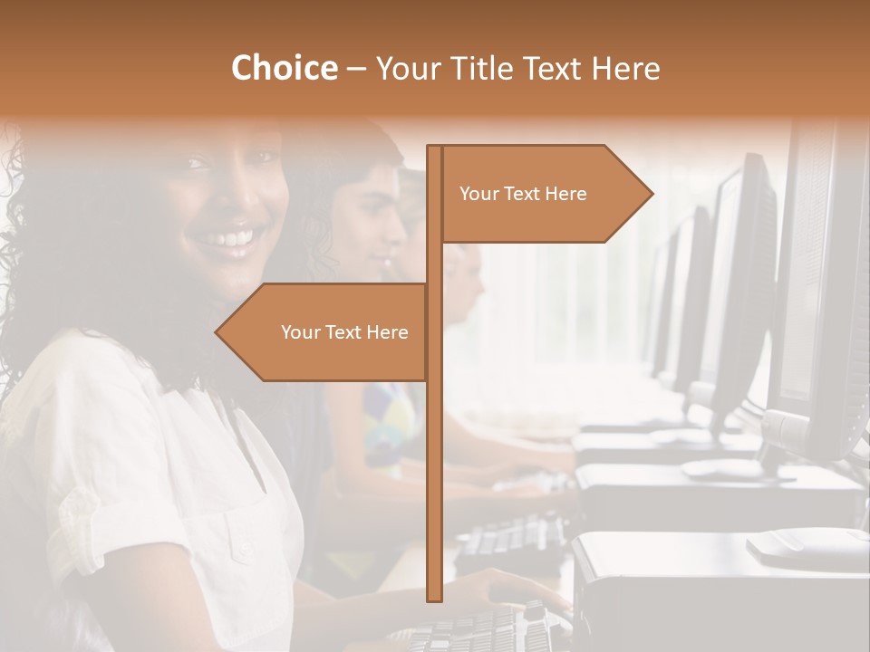 A Group Of People Sitting In Front Of Computers PowerPoint Template