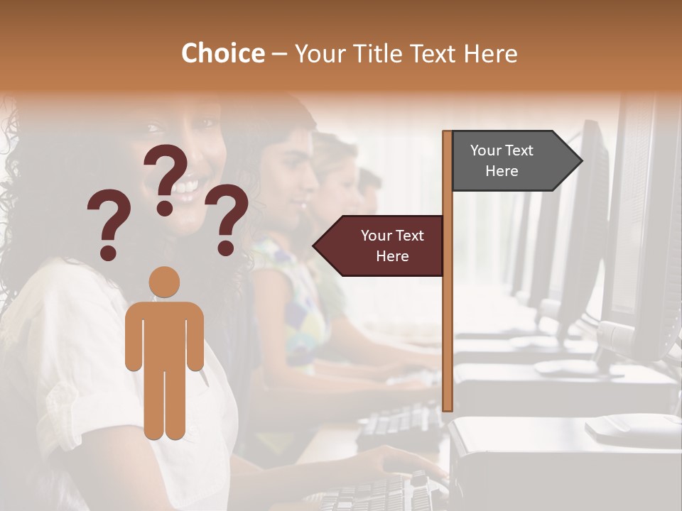 A Group Of People Sitting In Front Of Computers PowerPoint Template