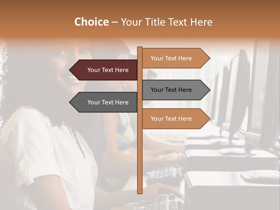 A Group Of People Sitting In Front Of Computers PowerPoint Template