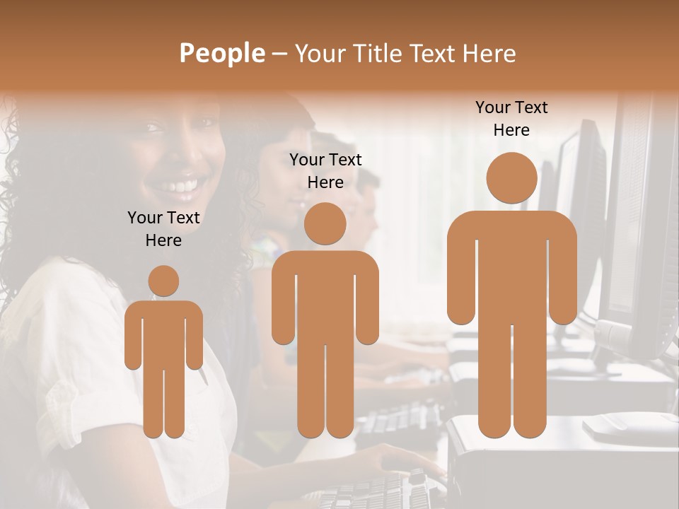 A Group Of People Sitting In Front Of Computers PowerPoint Template