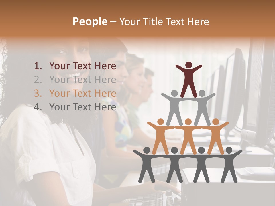 A Group Of People Sitting In Front Of Computers PowerPoint Template