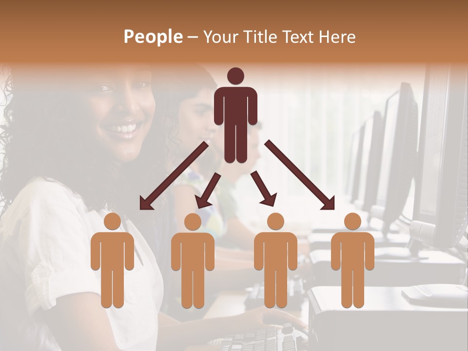 A Group Of People Sitting In Front Of Computers PowerPoint Template