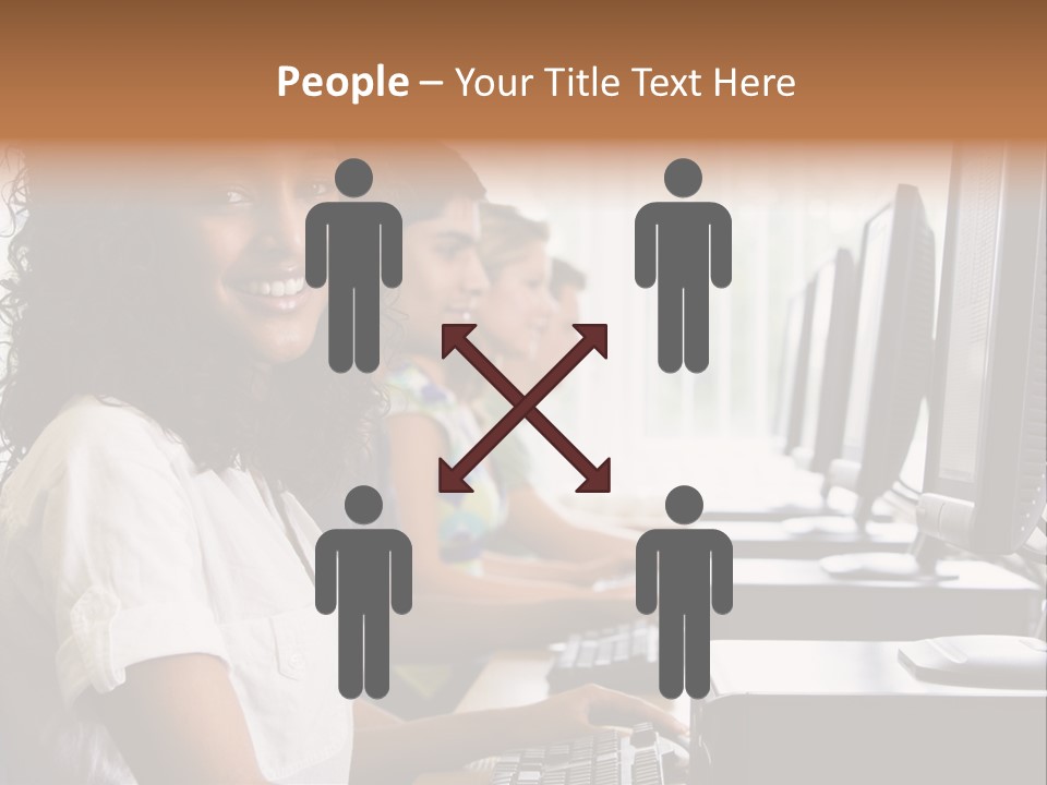 A Group Of People Sitting In Front Of Computers PowerPoint Template