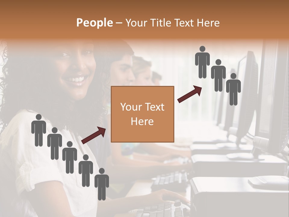 A Group Of People Sitting In Front Of Computers PowerPoint Template