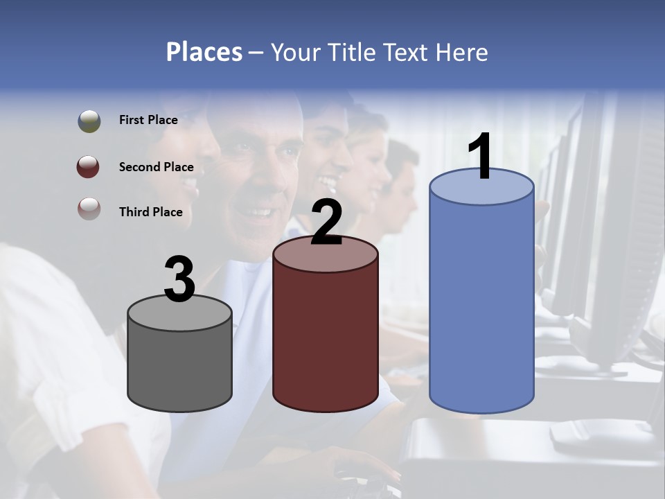 Teacher Assisting College Student In A Computer Lab PowerPoint Template
