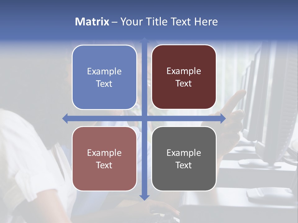 Teacher Assisting College Student In A Computer Lab PowerPoint Template