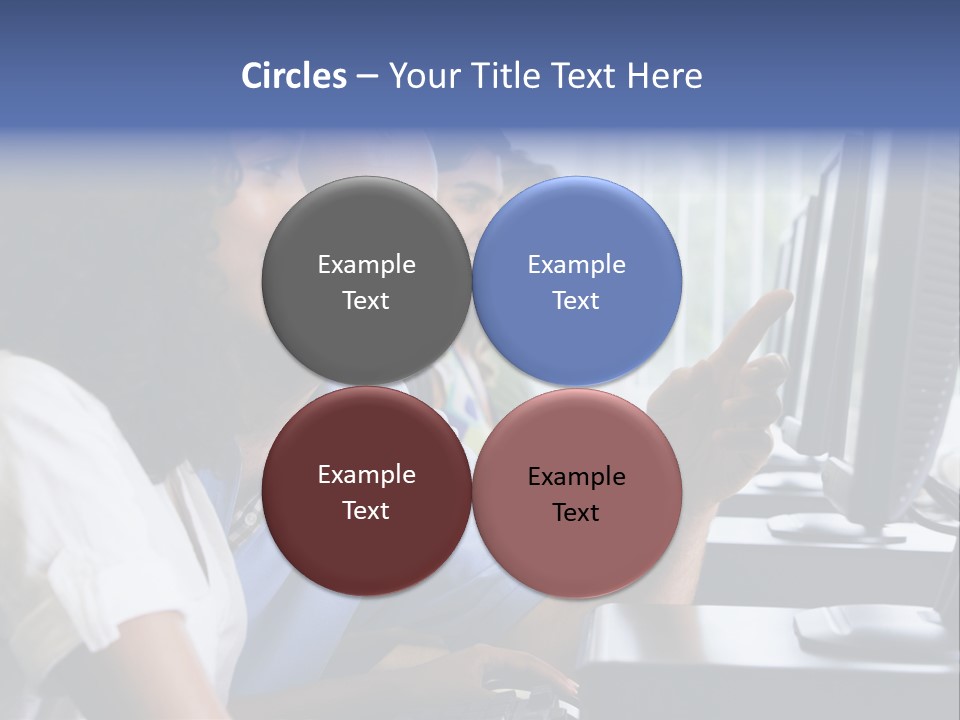 Teacher Assisting College Student In A Computer Lab PowerPoint Template