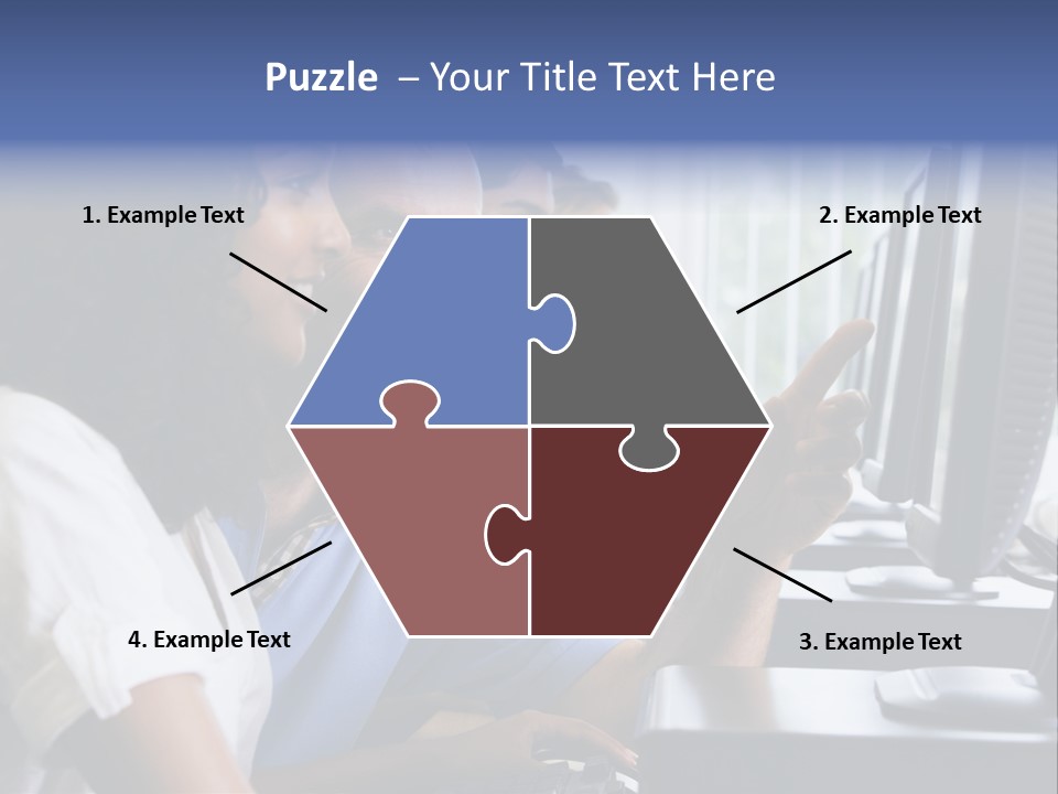 Teacher Assisting College Student In A Computer Lab PowerPoint Template