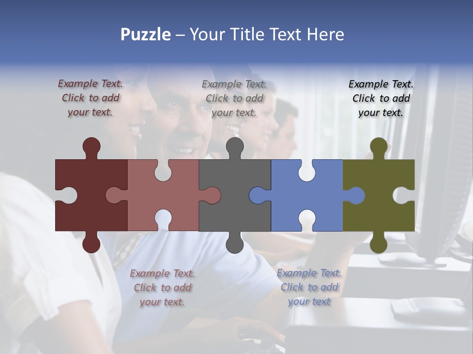 Teacher Assisting College Student In A Computer Lab PowerPoint Template