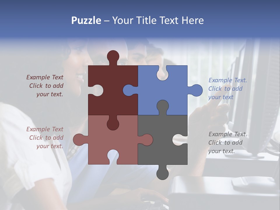 Teacher Assisting College Student In A Computer Lab PowerPoint Template