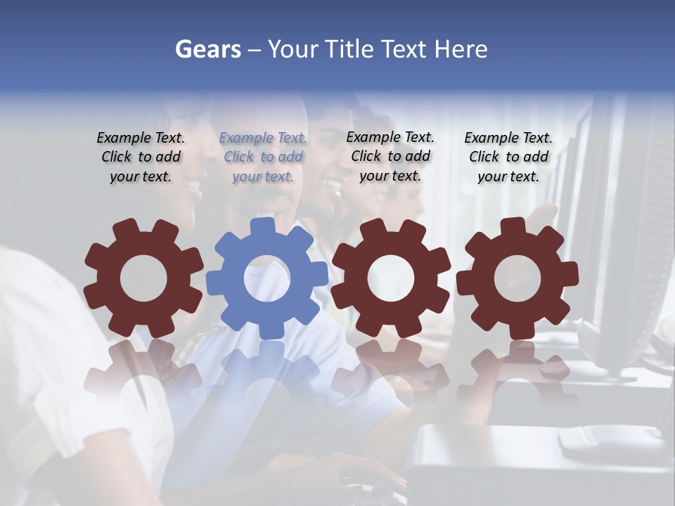 Teacher Assisting College Student In A Computer Lab PowerPoint Template