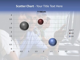 Teacher Assisting College Student In A Computer Lab PowerPoint Template