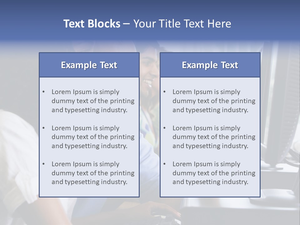 Teacher Assisting College Student In A Computer Lab PowerPoint Template