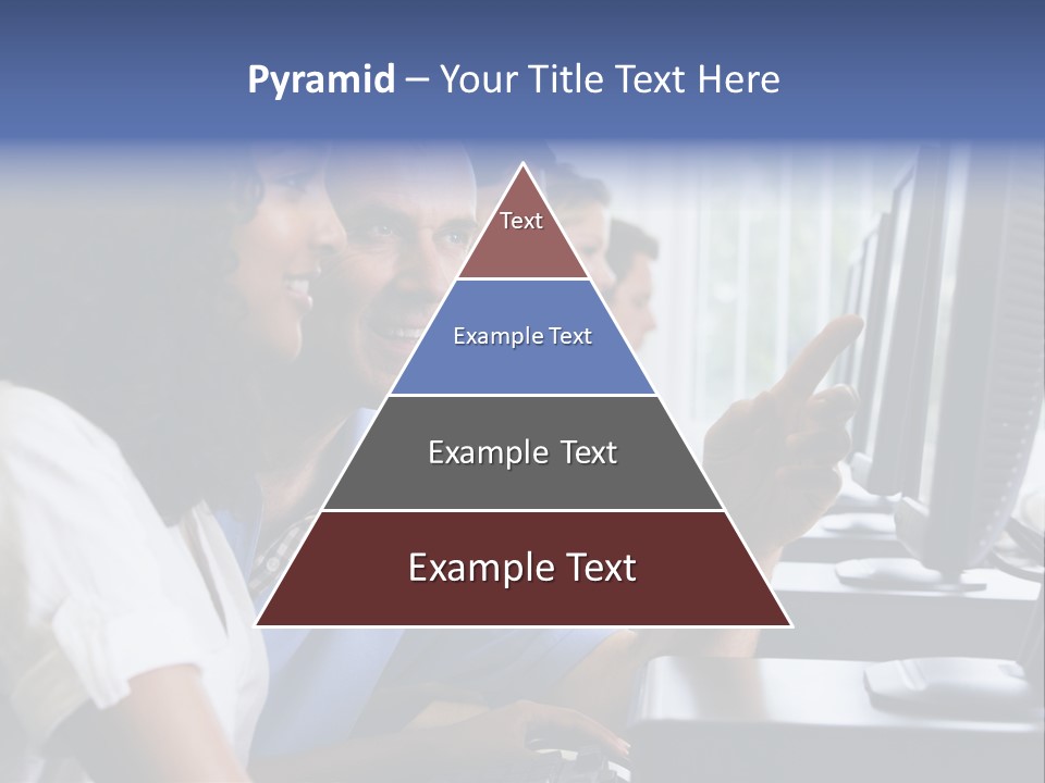 Teacher Assisting College Student In A Computer Lab PowerPoint Template