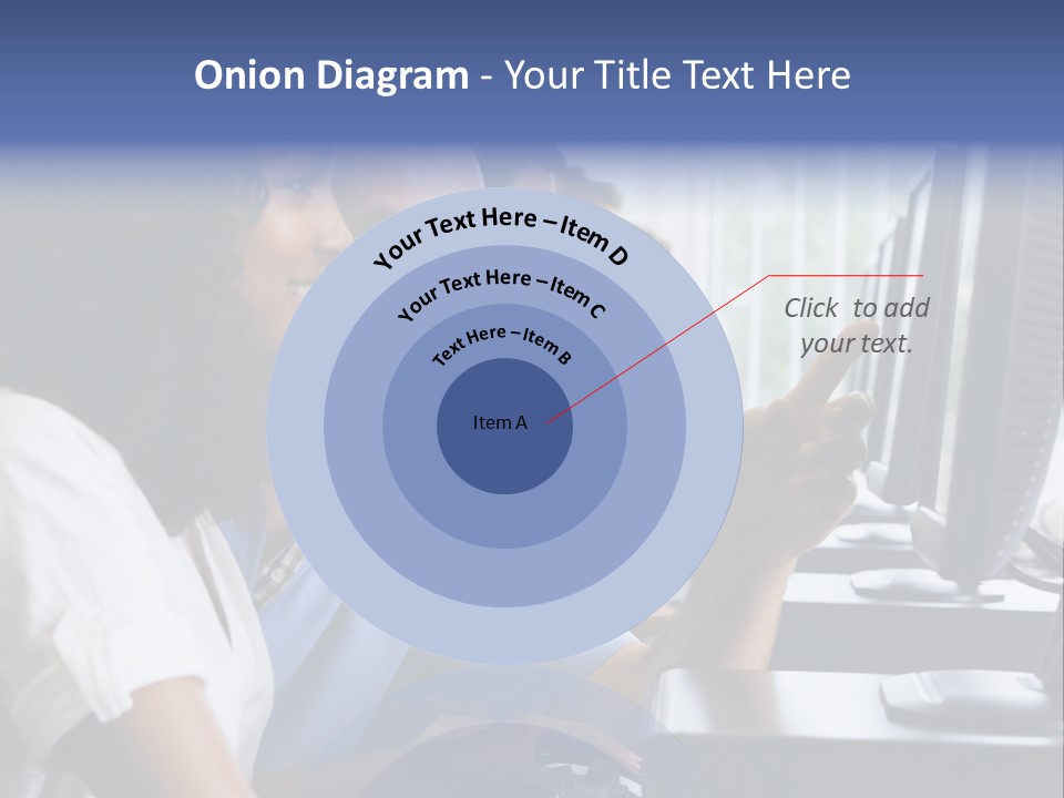 Teacher Assisting College Student In A Computer Lab PowerPoint Template