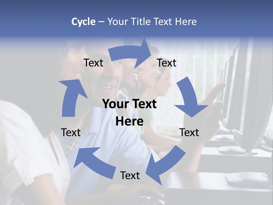 Teacher Assisting College Student In A Computer Lab PowerPoint Template