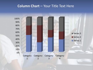 Teacher Assisting College Student In A Computer Lab PowerPoint Template