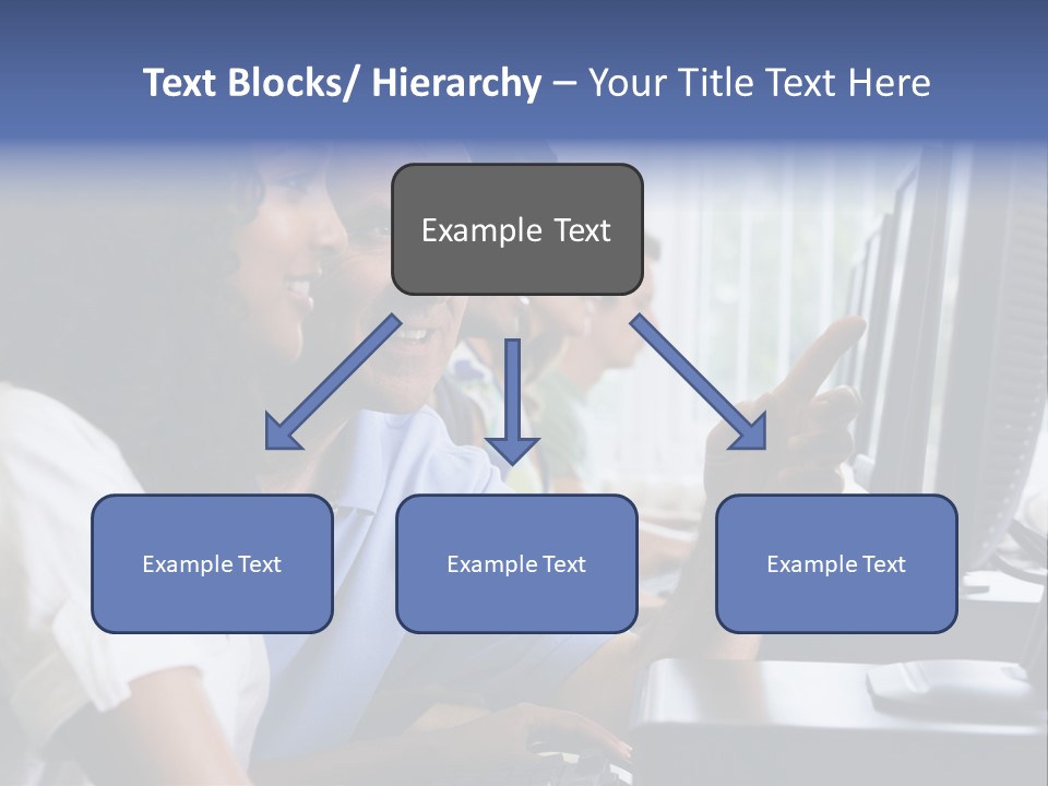 Teacher Assisting College Student In A Computer Lab PowerPoint Template