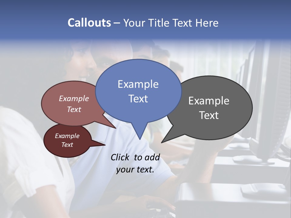 Teacher Assisting College Student In A Computer Lab PowerPoint Template