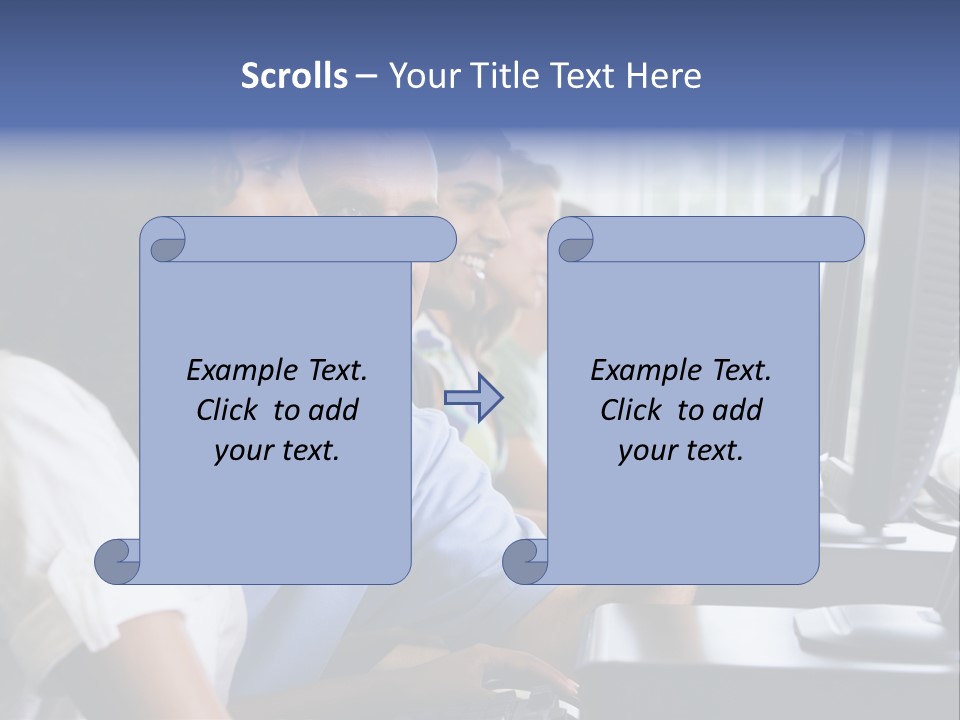 Teacher Assisting College Student In A Computer Lab PowerPoint Template