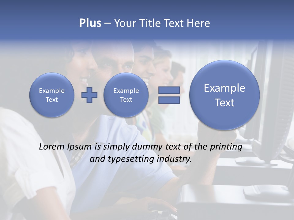 Teacher Assisting College Student In A Computer Lab PowerPoint Template