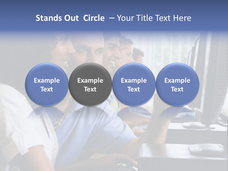 Teacher Assisting College Student In A Computer Lab PowerPoint Template