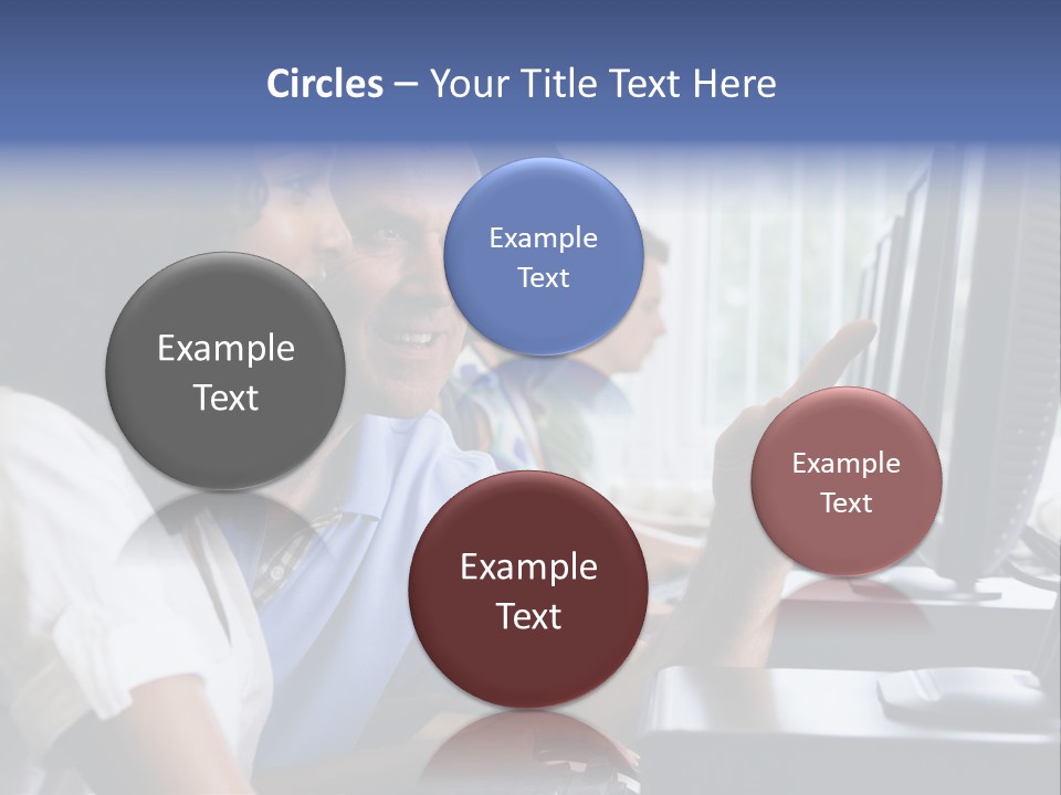 Teacher Assisting College Student In A Computer Lab PowerPoint Template