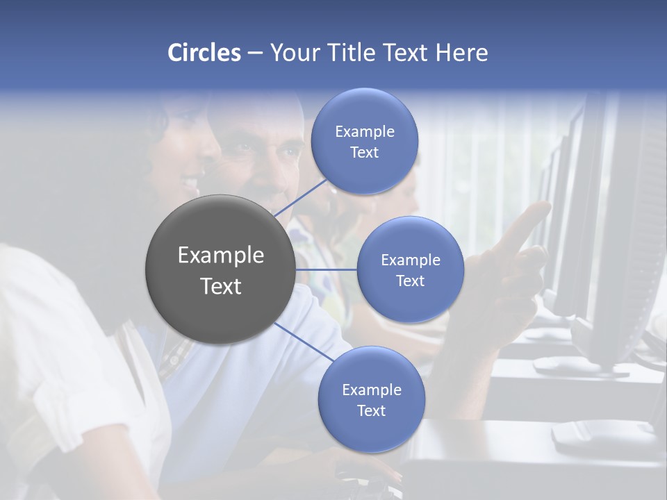 Teacher Assisting College Student In A Computer Lab PowerPoint Template