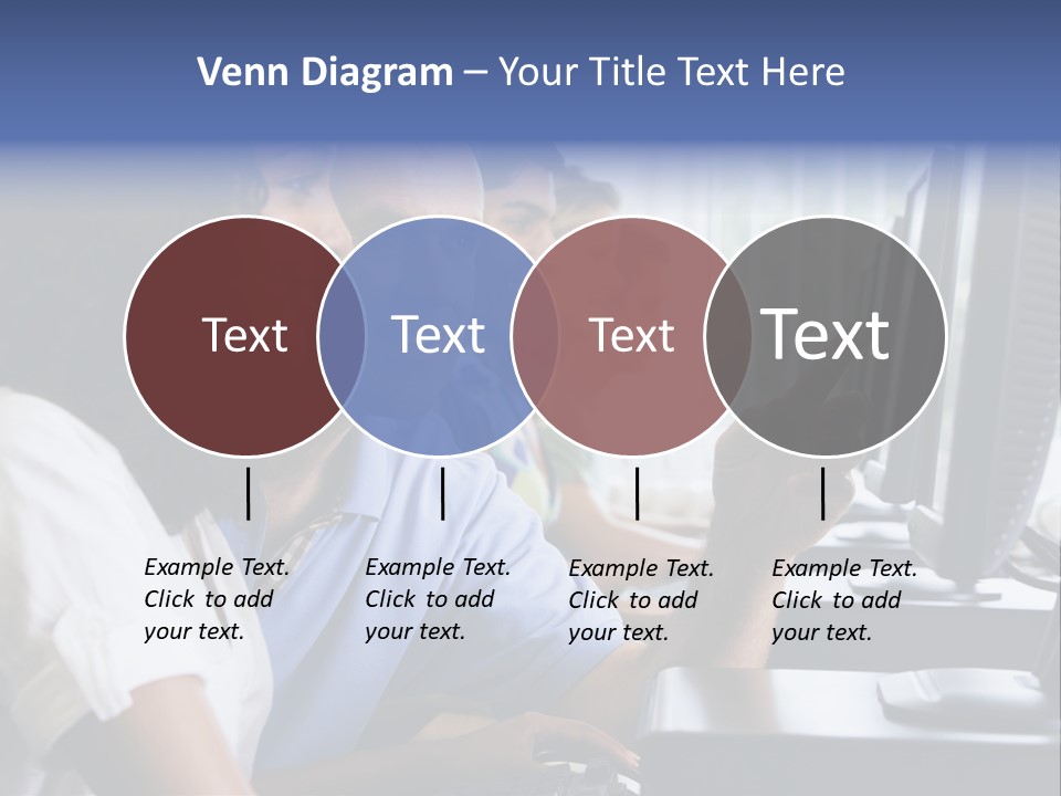 Teacher Assisting College Student In A Computer Lab PowerPoint Template
