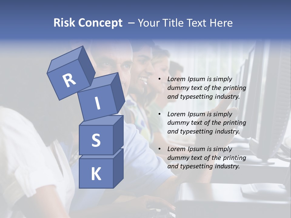 Teacher Assisting College Student In A Computer Lab PowerPoint Template