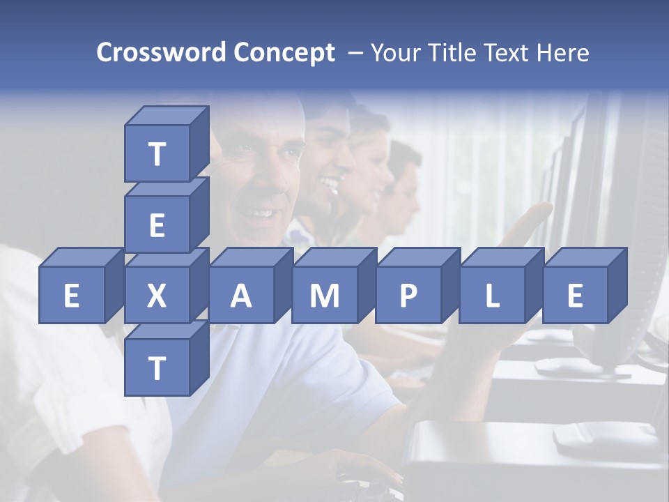 Teacher Assisting College Student In A Computer Lab PowerPoint Template