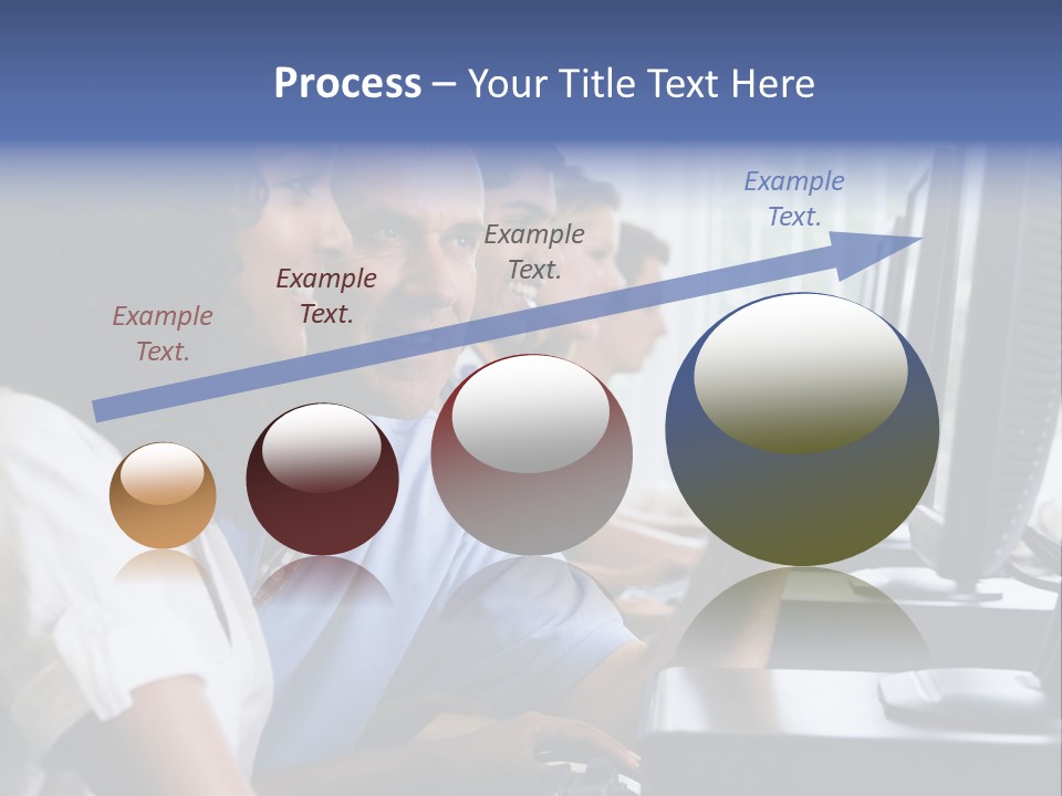 Teacher Assisting College Student In A Computer Lab PowerPoint Template